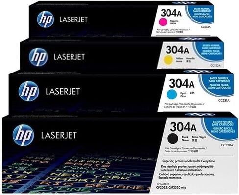 Original Hewlett-Packard 304A Toner Cartridges (CC530A, CC531A, CC532A, CC533A ) 4 Pack Color Black, Cyan, Yellow, Magenta Works with hp Laserjet Pro 400 M451, 400 MFP M475, 400 Color MPF M475 in Saudi Arabia
