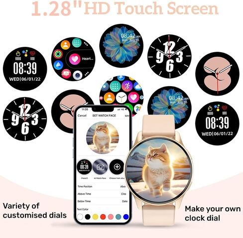 Smart Watch for Women, 1.24 inch Touch Screen Smartwatch DIY Watch Face Waterproof Fitness Tracker with Heart Rate, SpO2 and Sleep Monitor-Call Receive/Dial Watch Compatible with iOS/Android in Saudi Arabia