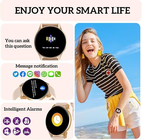 Smart Watch for Women, 1.24 inch Touch Screen Smartwatch DIY Watch Face Waterproof Fitness Tracker with Heart Rate, SpO2 and Sleep Monitor-Call Receive/Dial Watch Compatible with iOS/Android in Saudi Arabia