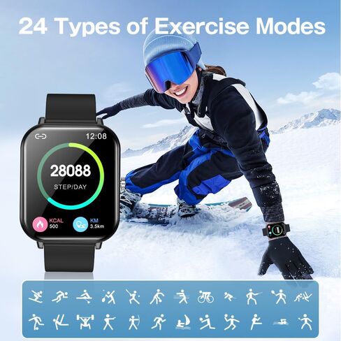 Smart Watch for Men Women, Fitness Tracker, Fitness Watch, 24 Sports Modes, IP68 Waterproof, iPhone/Android Compatible, Ultra-Thin, Long-Lasting Battery in Kuwait