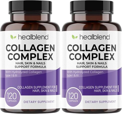 Collagen Complex - Hydrolyzed Collagen Supplement for Women and Men, Anti-Aging and Healthy Joints, Healthy Skin, Hair and Nails (120 Capsules) (3 Pack) in Kuwait