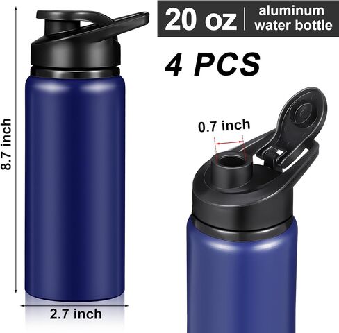 CHENGU 10 Pieces Water Bottle Bulk 20 oz Aluminum Reusable Bottles Lightweight Snap Lid Water Bottle Easy Carry Leak Proof Travel Bottles for Gym Sports Camping Hiking Fishing (Blue) in Saudi Arabia