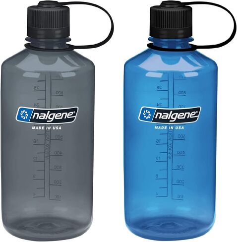Sustain Tritan Narrow Mouth BPA-Free Water Bottle, 32 oz - 2 Pack (Gray/Slate Blue) - Tritan Narrow Mouth Water Bottle, 1-Quart in Saudi Arabia