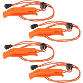 4PCS Emergency Whistle with Adjustable Lanyard, Loud Plastic Whistles for Boat Fishing Hiking Kayaking Camping Safety Survival Signal