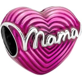 Radiating Love Mama Heart Charm Fit Women Bracelet Necklaces Fashion Gifts 925 Sterling Silver DIY Jewelry