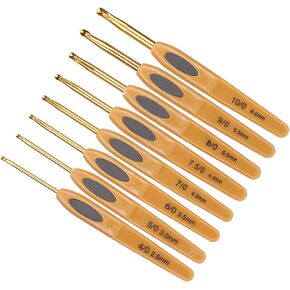 Crochet Hooks Set, Brown Plastic Handle Crochet Hooks, Aluminum Crochet Hooks in 8 Different Sizes, Knitting Tools Set Suitable for Beginners or Advanced Crochet Enthusiasts