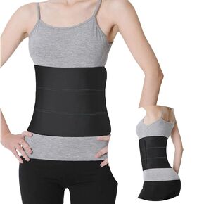 S Abdominal Binder Post Surgery - Elastic Waist Band for Stomach Support & Compression, Bariatric, Tummy Tuck | Latex-free, Breathable Belly Wrap Hernia Belt - (30" - 45") 3 PANEL - 9" High BLACK