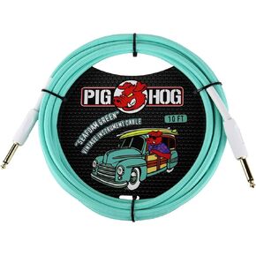 Pig Hog PCH10SG 1/4" to 1/4" Seafoam Green Guitar Instrument Cable, 10 Feet