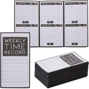 Stockroom Plus Weekly Trifold Employee Time Cards for Bookkeeping, Pocket Sized (5 x 8 in, 200 Pack)