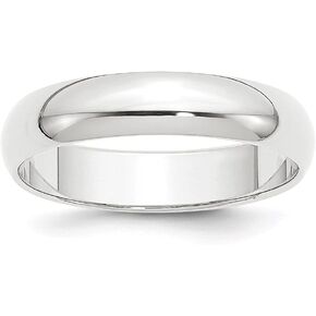 Diamond2Deal Platinum 5mm Half-Round Wedding Band Ring Size 7.5