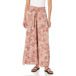 Angie Women's Tie Waistband Printed Pants with Front Slits