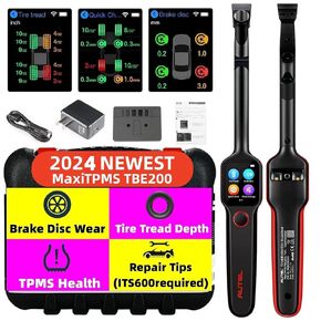 Autel MaxiTPMS TBE200 2024 Newest Tire Tread Depth & Brake Disc Wear 2in1Tester with Dual Camera Real-time Data No Need to Remove Wheel During Testing,Upgraded of TBE100,Work with ITS600/ITS600PRO