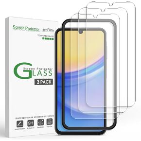 amFilm 3 Pack Tempered Glass Screen Protector Compatible with Samsung Galaxy A16 5G 6.7" with Easy Installation Kit, Case Friendly, Bubbles-Free