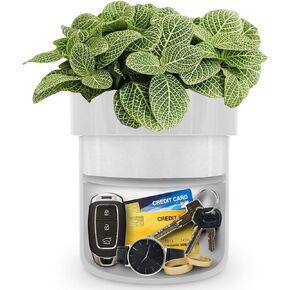 Diversion Safe, Secret Hidden Key Safe Lock Box, Flower Pot Key Holder for Outdoor, Garden, Home, Office, Yard Hiding Vault Cash, Plants Not Include (Matte Black)