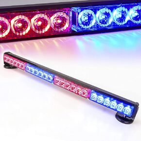 LE-JX 24" Red/Blue Wireless Traffic Advisor Emergency Lights Bar Battery Led Strobe Warning Light Roof Top Hazard Flash with Magnetic Base Mount and 12V Rechargeable Plug (24 LEDs)