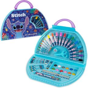 Disney Stitch Kids Art Set 40 Plus Pieces Disney Princess Kids Colouring Sets Paints Colouring Pencils Markers Crayons Travel Art Supplies Gifts for Kids (Blue Stitch Set)