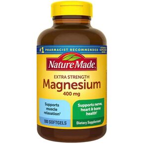 Nature Made Magnesium 400 mg Oxide Extra Strength 180 softgels, 180 Supply Days-1 Softgel Daily with Water and a Meal- Bundeled with nalkot-Suppliment Guide