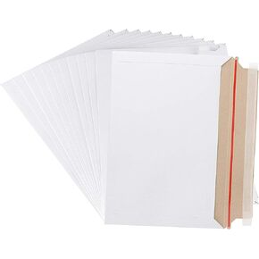 100 قطعة من رسائل البريد مقاس 12.7 × 9 بوصة باللون الأبيض مقاس A4 مع شريط ممزق، حافظات بريدية بيضاء مسطحة بدون انحناء من الورق المقوى، مغلفات من الورق المقوى ذاتية الغلق لشحن الصور والمجلات in Kuwait