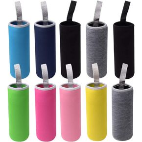 10 Pack Neoprene Water Bottle Sleeve 12 oz - 18 oz Bottle Cozy Insulated Glass Water Bottle Cover (Multi-Color) by HRLORKC