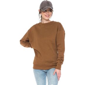 Urban Look Women's Fashion Basic Fleece Lined Crewneck Sweatshirt
