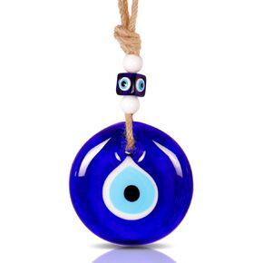 BCS Blue Evil Eye Decor Home Wall Hanging 3.5" Glass Handmade Turkish Nazar Amulet Good Luck and Protection Charm