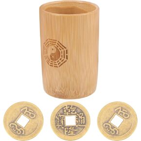 Operitacx Chinese Divination Coins Chinese Feng Shui Fortune Coin with Bamboo Bucket I Ching Divination Coins Ancient Chinese Dynasty Time Coin for Success Health Wealth Fengshui Lucky Coins