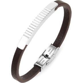 CaptainSteeL Bracelet for men-Leather Stainless Steel Black/Brown Braided Chain,Braided Leather Mens Bracelet 7.5/8.5/9in