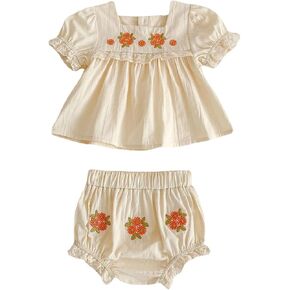 فستان رومبير من الكتان للأطفال الصغار والرضع بأكمام منتفخة مزين بنقشة الزهور ملابس لحديثي الولادة فستان غزال الكريسماس in Kuwait