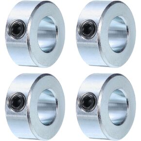 uxcell 4pcs Set Screw Collars 1/2" Bore Zinc Plated Steel Shaft Collars, 1" OD, 7/16" Width Axle Collar Clamp for Linear Rod Shaft Guide
