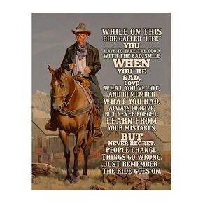 Ride Called Life - Inspirational Wall Decor, Motivational Rustic Western Wall Art with Cowboy Photo Print Is Ideal Living Room Decor, Office Decor, Library, Home Decor or Room Decor, Unframed -11x14