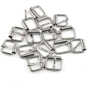 E-outstanding 15pcs Adjustable Rectangle Ring Tri-Glide Buckle 3/4" Inner Diameter Metal Pin Buckle Silver Color for Leather Crafts, Bags, Clothing, Belts, Backpacks