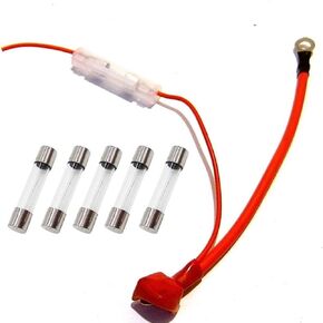 MRS Fuse Box Holder Harness Positive Battery Cable Wire Connector in-LINE for 50cc 70cc 90cc 110cc 125cc 150cc 200cc 250cc ATV Dirt Pit Bike GO Kart Scooter Motorcycle Moped + 5 of 15A Glass FUSES