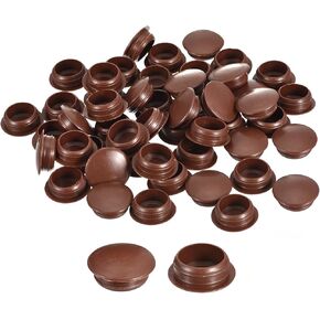 uxcell 50Pcs Screw Hole Plugs, 16mm(5/8") Dia Plastic Snap in Locking Hole Covers Flush Type Caps for Furniture Cabinet Cupboard, Dark Brown