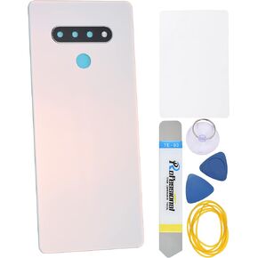White Acrylic Glass Cover Housing Door Replacement Backs for LG Stylo 6 K71 Including Rear Camera Glass Lens Pre-Install Adhesive and Installation Instruction Tool Kit