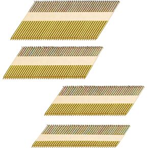 34°Framing Nails,D Head Nail Pack,640-Pack (2"- 160Pcs,2-1/2"- 160Pcs,3"- 160Pcs, 3-1/2"- 160Pcs),Galvanized Paper Tape Strip Nails,Smooth Shank,for 30 to 34 Degree Framing Nailer