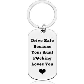 New Driver Gift Keychain for Nephew Funny 16 Birthday Gift for Niece Nephew Drive Safe Gift Niece Gifts from Aunt Nephew Gifts from Auntie New Driver Jewelry Keychain Graduation Christmas Birthday