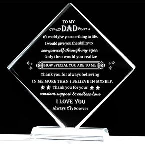 Movdyka Dad Gifts from Daughter Son, Best Birthday for Dad, to My Dad Gifts Who Wants Nothing, Crystal Keepsake Plaque, Christmas Valentine's Day Thanksgiving Gift Ideas