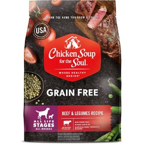 حساء الدجاج للروح أغذية الحيوانات الأليفة، خالية من الحبوب، جافة لجميع المراحل، طعام الكلاب، سمك السلمون، البازلاء والبطاطا الحلوة، كيس 4 رطل - خالي من الصويا والذرة والقمح، بدون نكهات صناعية أو مواد حافظة in Kuwait