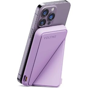 VOLTME Magnetic Power Bank, 5,000mAh Foldable Magnetic Wireless Portable Charger and USB-C Cable, Only for iPhone 14/13/12 Series-Charcoal