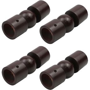 4 Pack Wooden Curtain Rods Corner Connectors Red Brown Hinged Elbow Drapery Rods Corner Connector for 1" Corner Curtain Rods