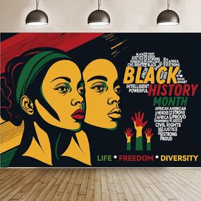 Black History Month Backdrop Banner African Black Cultural History Banner BHM Worthwhile Commemoration National Banner Black History Month Party Decoration