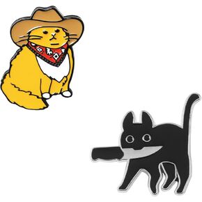 Enamel Pins for Backpacks, Cute Enamel Cat Pins Set 2Pcs Enamel Pin Cool Brooches Pins for Women Men Girls Boys