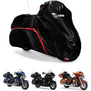 MZS Motorcycle Cover Waterproof Outdoor Storage, 420D All Season Weather Touring Protection Side+Top Box Cover fit up to 110" Compatible with Road Glide Ultra CVO Pursuit Limited Master Wing Voyager