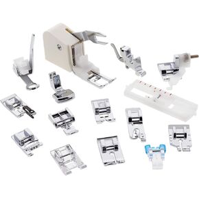 Presser Foot Set with Walking Foot (15 Piece) | Fits Low Shank Sewing Machines - Brother, Janome, Singer, Baby Lock, Kenmore, and More | Includes Hard Case