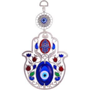 Blue Evil Eye Lotus Amulet, Evil Eye Pendant Decoration, Turkish Evil Eye Ornament, Lucky Blue Evil Eye Hanging Ornament Amulet for Car, Home and Office for Protection and Blessing