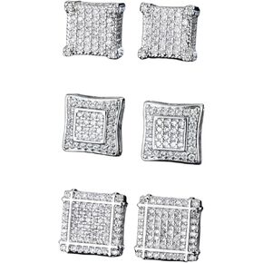 Earrings for Men - Gold Plated Hypoallergenic Cubic Zirconia Studs Earrings Set for Women 6pc Aretes De Hombre