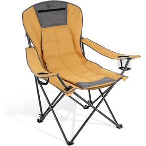 ARROWHEAD OUTDOOR Portable Folding Hybrid 2-in1 Camping Chair, Adjustable Recline, Vent, Padding, Cup Holder & Storage Pouch, Heavy-Duty, Oversize, Supports 300lbs, Includes Bag, USA-Based Support