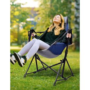 Hammock Camping Chair with 3 Height Options, Portable Hammock Chair with Adjustable Backrest, Padded Headrest, Adjustable Cup Holder, 300 LBS Heavy Duty Swinging Camping Chair