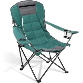ARROWHEAD OUTDOOR Portable Folding Hybrid 2-in1 Camping Chair, Adjustable Recline, Vent, Padding, Cup Holder & Storage Pouch, Heavy-Duty, Oversize, Supports 300lbs, Includes Bag, USA-Based Support
