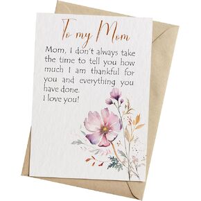 Mothers Day Card For Mom from Son, Daughter, Kids, Boys, Girls - Size 5x7 inch Folded Card include Envelope, Sticker - Blank Inside - Funny, Unique & Romantic Card